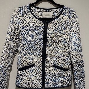 Hinge Navy and White Textured Blazer